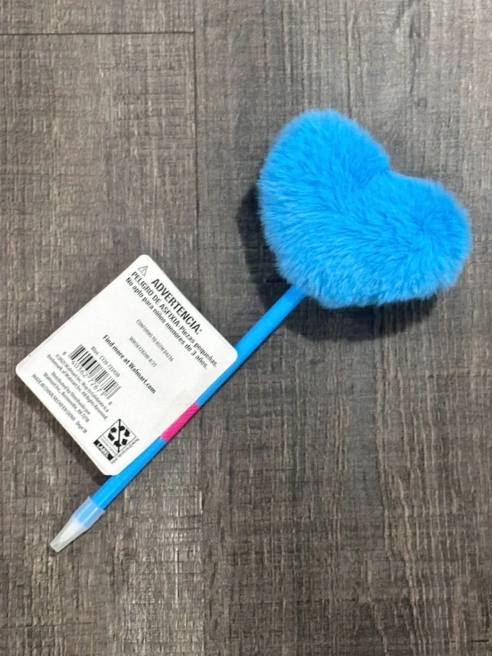 💞 New Bright Blue Fluffy Heart Ink Pen